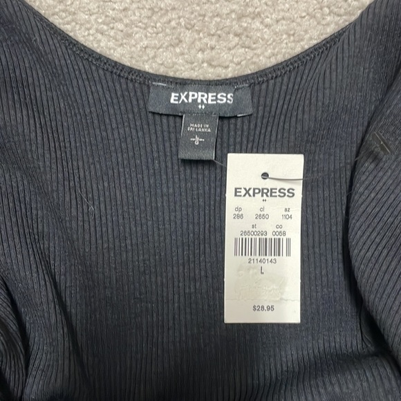 Express Women’s Ribbed Thong Bodysuit Black Size Large NWT - Picture 4 of 4